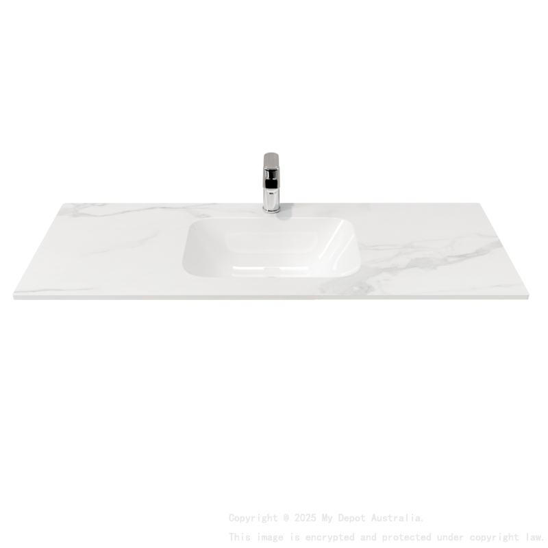 1200L*460D*180Hmm White Marble Look Sintered Stone Top With Undermount Basin