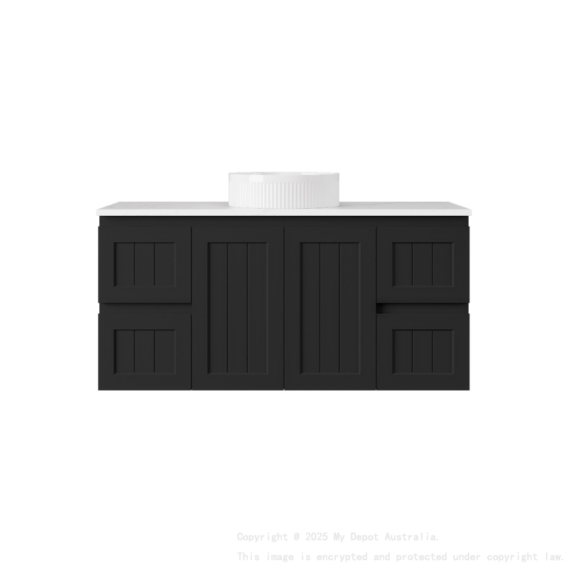 1190*455*560mm Matte Black Archill Federation Wall Hung Ensuite PVC Cabinet 