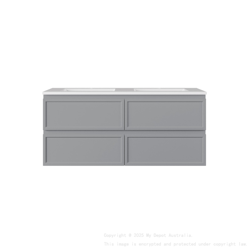 1190*455*500mm Matte Grey New Hamilton Federation Slim Wall Hung Cabinet For Single Bowl And Double Bowl