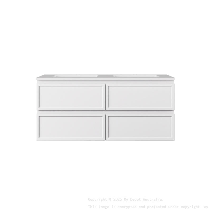 1190*455*500mm Matte White New Hamilton Federation Slim Wall Hung Cabinet For Single Bowl And Double Bowl