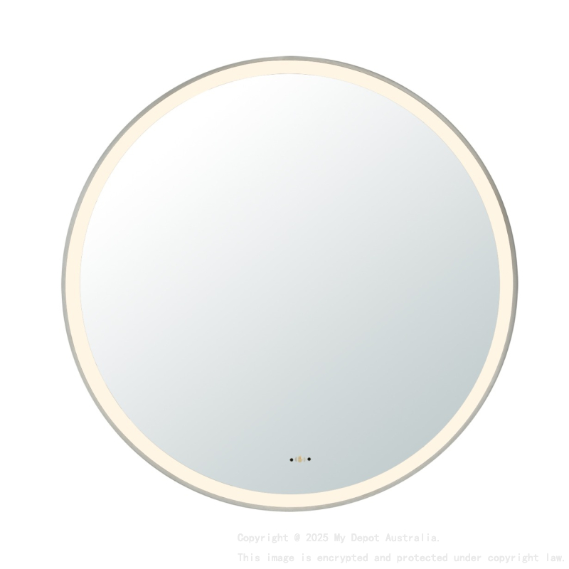 800X800X32mm Gun Metal Orbis Framed LED Mirror