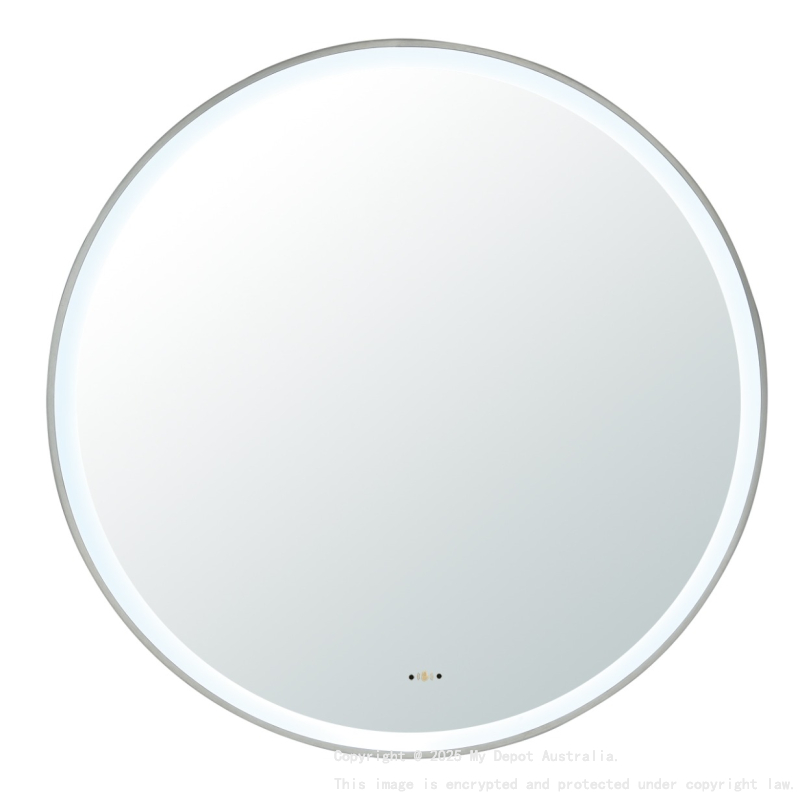 900X900X32mm Gun Metal Orbis Framed LED Mirror