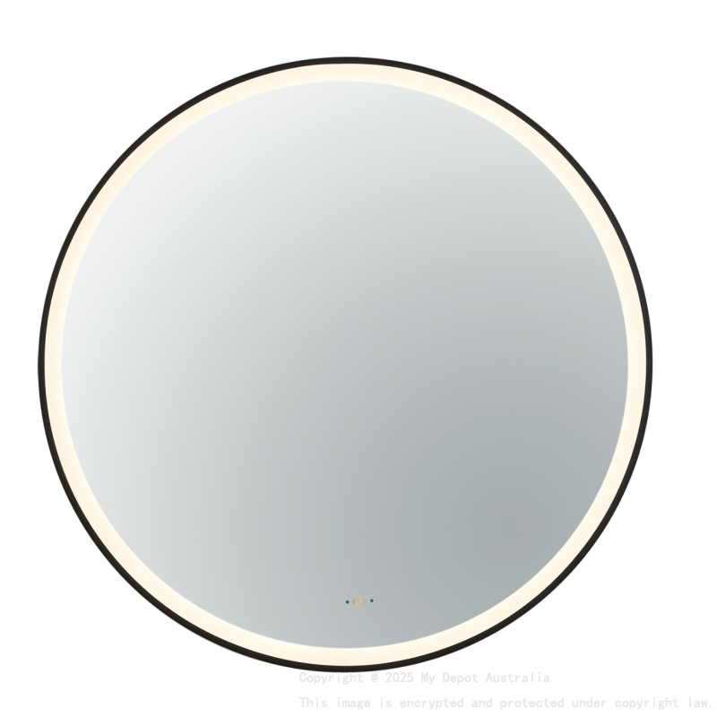 600X600X32mm Matte Black Orbis Framed LED Mirror