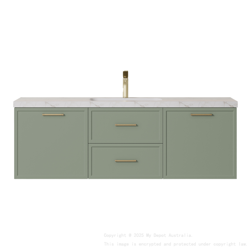 1490*455*470mm Kingsley Federation Olive Green Wall Hung PVC Cabinet With Handle