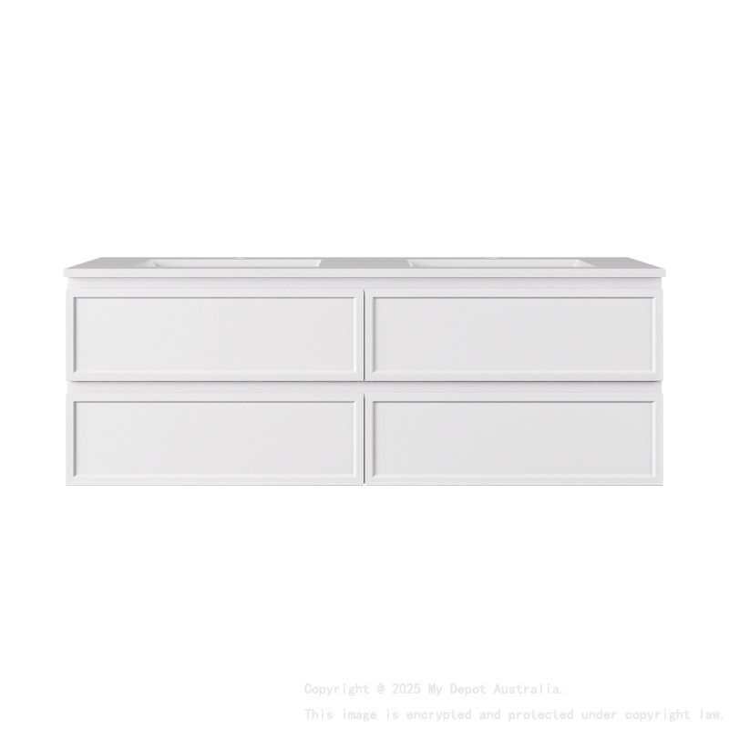 1490*455*500mm Matte White New Hamilton Federation Slim Wall Hung Cabinet For Single Bowl And Double Bowl