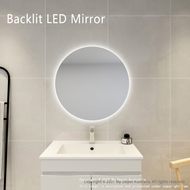Certified Refurbished 700mm Round 3 Color Backlit Bathroom LED Mirror