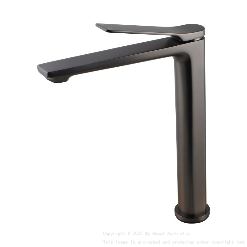 Rushy Brushed Gun Metal Grey Tall Basin Mixer Bathroom Tapware