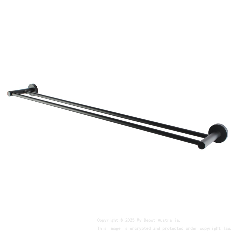 Round Black Double Towel Rack Rail 750mm