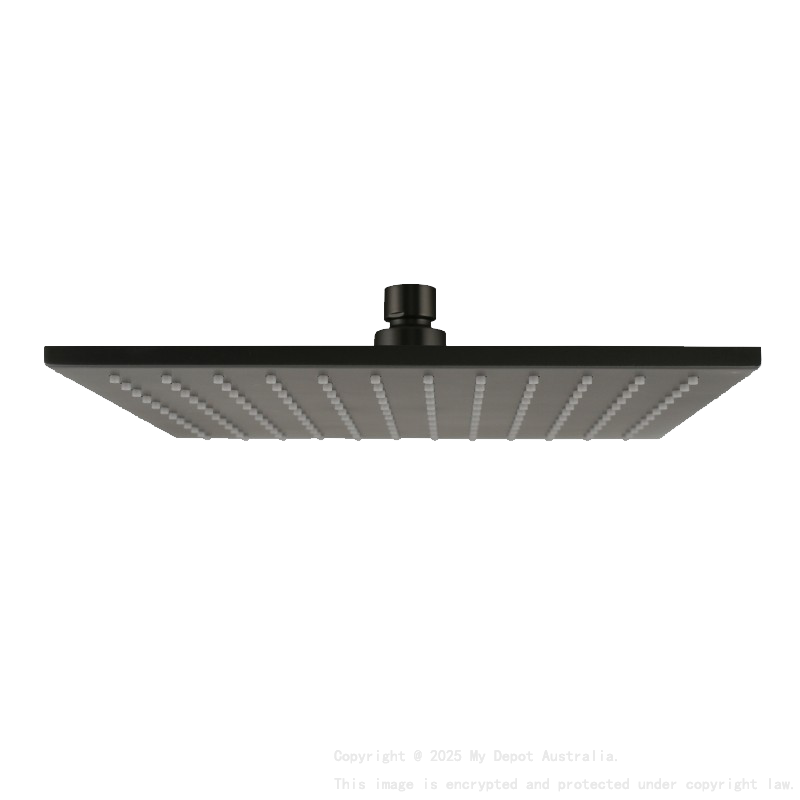 Square Gun Metal Grey Brass Rainfall Shower Head 250mm