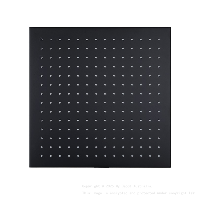 Square Black Brass Rainfall Shower Head 300mm