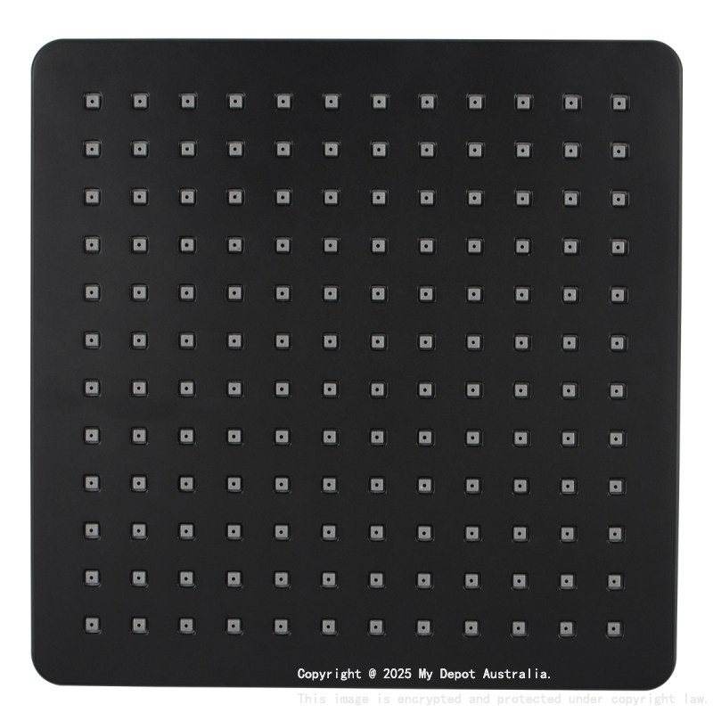 Square Black ABS Rainfall Shower Head 200mm