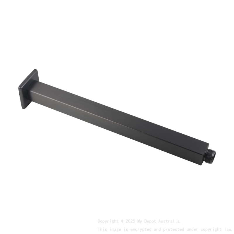 Square Gun Metal Grey Ceiling Shower Arm 300mm