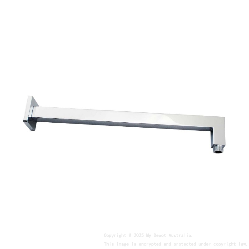 Square Chrome Brass Wall Mounted Shower Arm 400mm