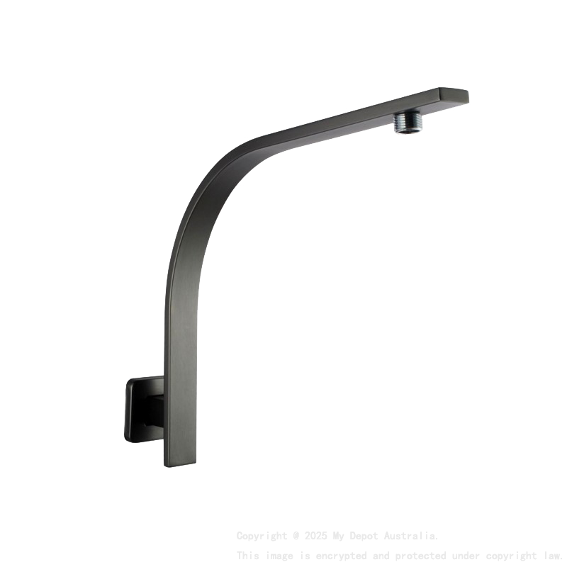 Square Gun Metal Grey Gooseneck Wall Shower Arm