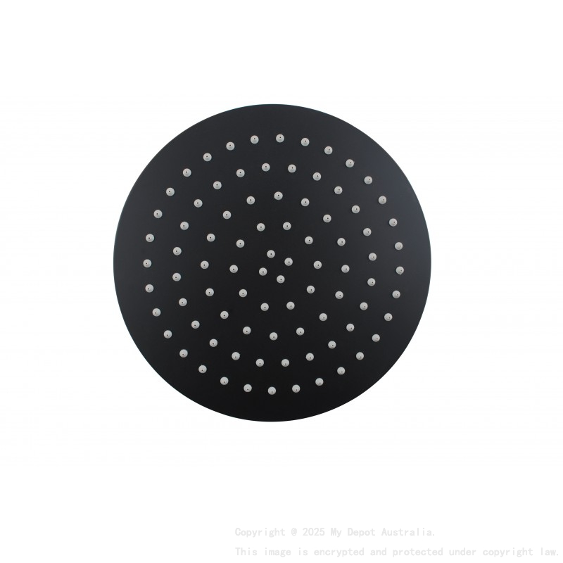 Super-slim Round Black Rainfall Shower Head 300mm