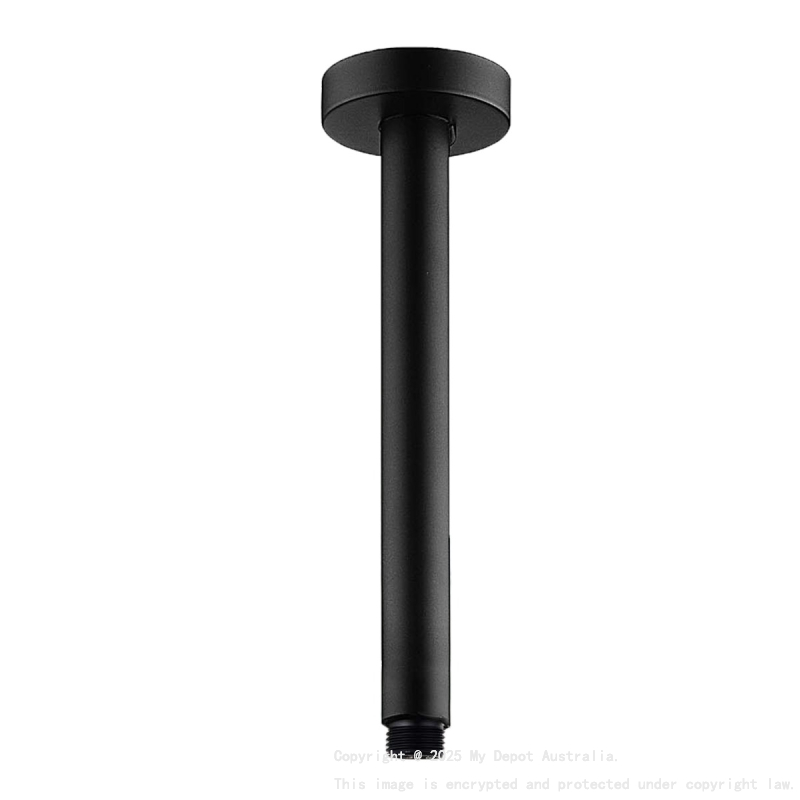 Round Black Ceiling Shower Arm 300mm