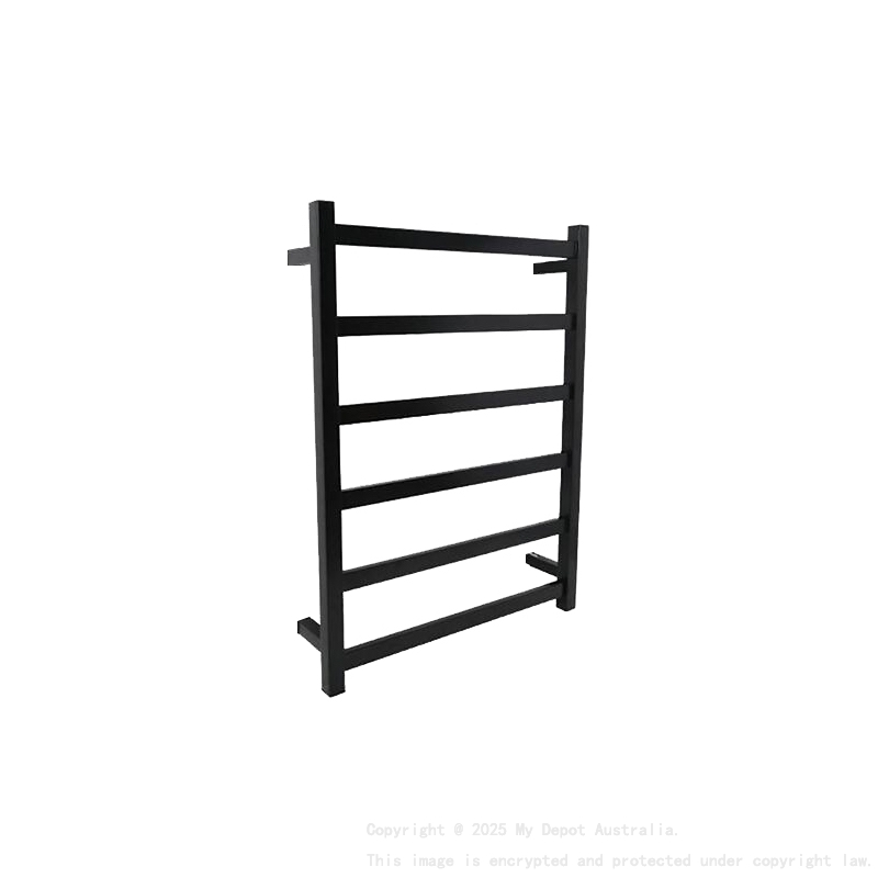 Black Square Electric Heated Towel Rack 6 Bars