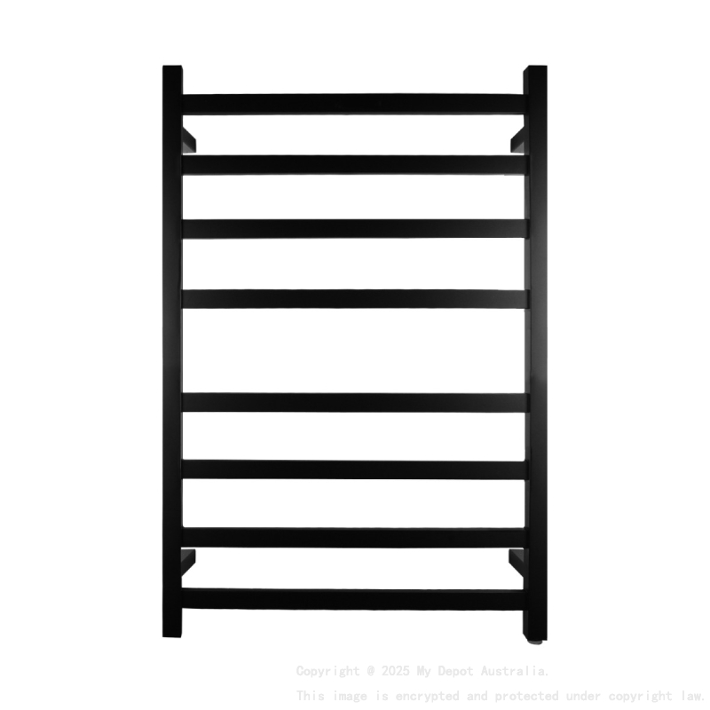 Black Square Electric Heated Towel Rack 8 Bars