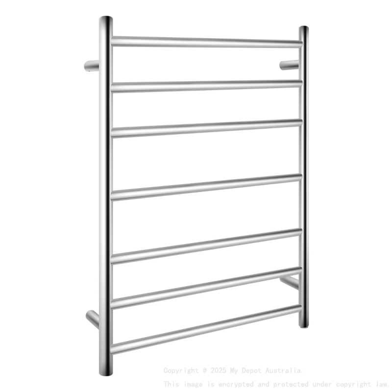Chrome Round Electric Heated Towel Rack 7 Bars