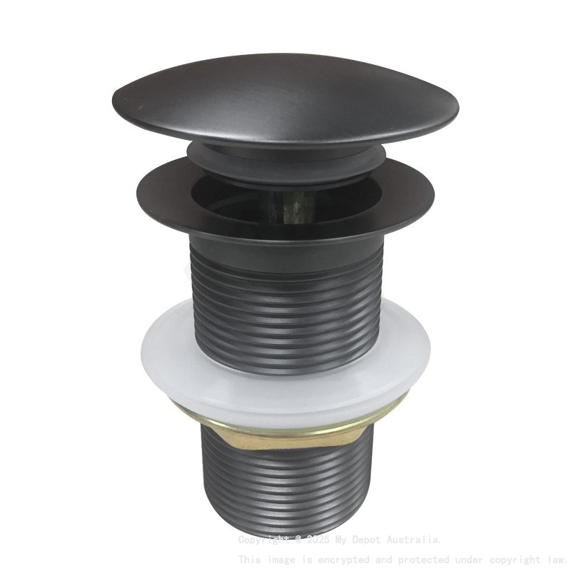32/40mm Gun Metal Grey Mushroom Solid Brass Basin Pop Up Waste NO Overflow