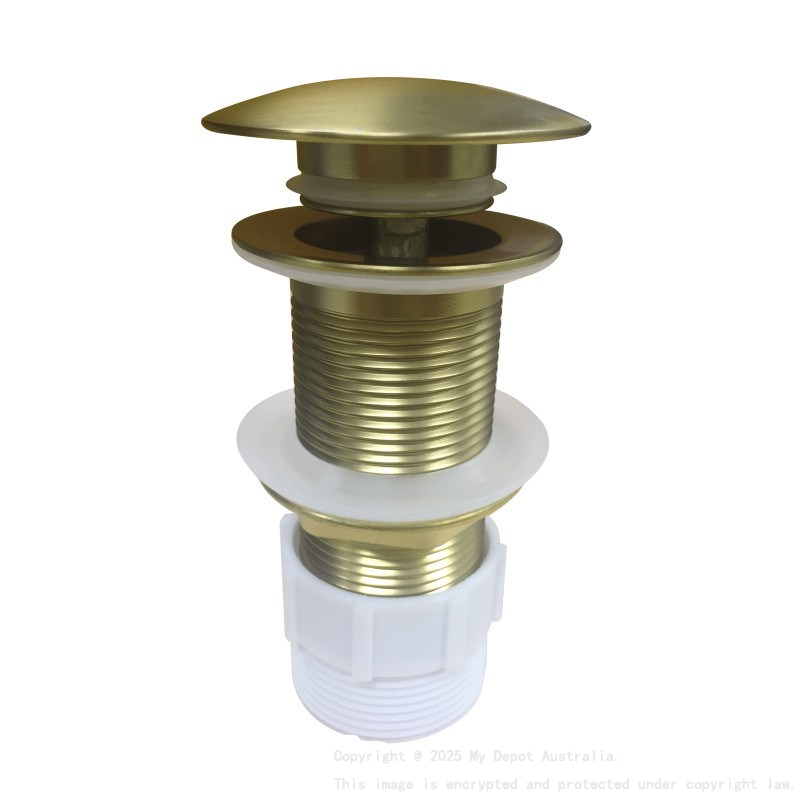 32/40mm Brushed Yellow Gold Mushroom Solid Brass Basin Pop Up Waste NO Overflow