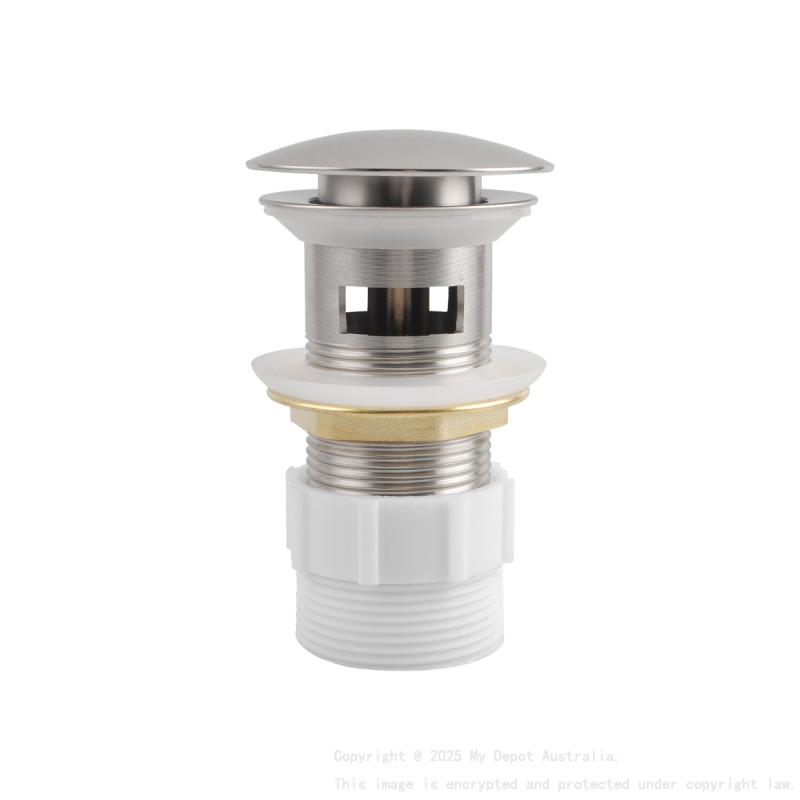 32/40mm Brushed Nickel Mushroom Solid Brass Basin Pop Up Waste with Overflow