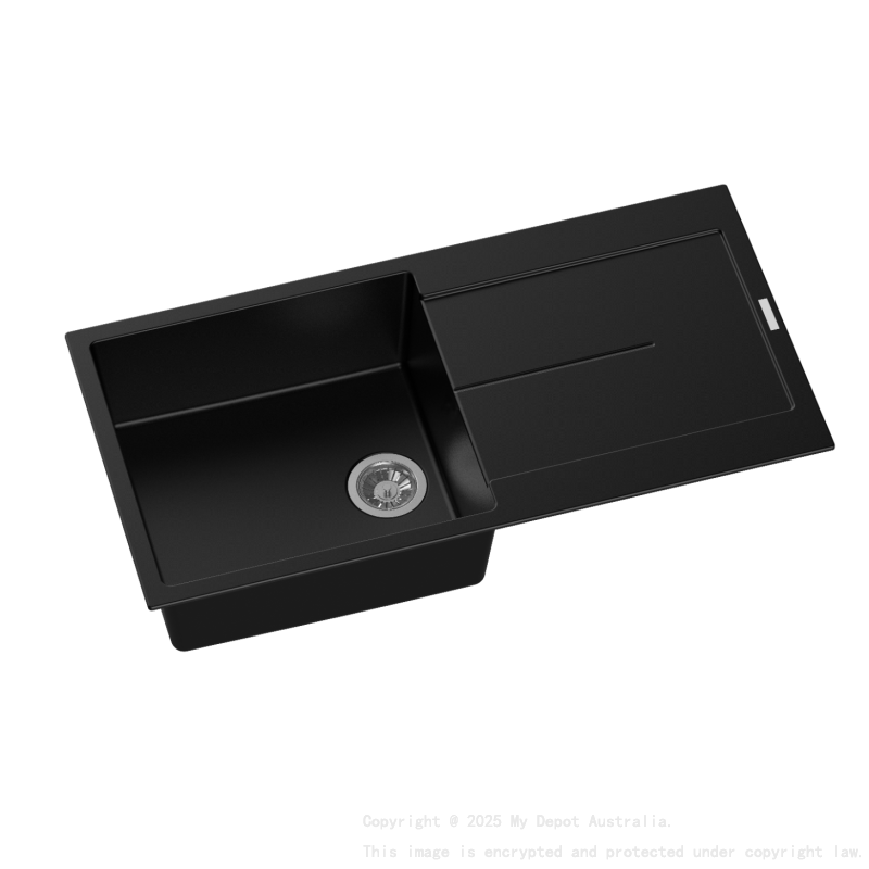 Carysil Black Single Bowl with Drainer Granite Kitchen Sink 1000*440mm