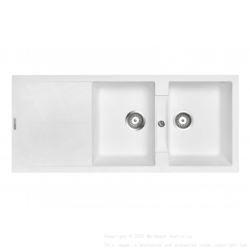Carysil Jazz White Double Bowl with Drainer Granite Kitchen Sink 1150*500mm