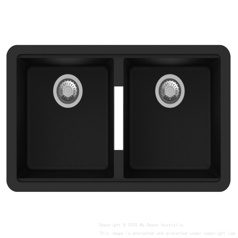 Carysil CGDB Black Double Bowl Granite Kitchen Sink 824*481*241mm