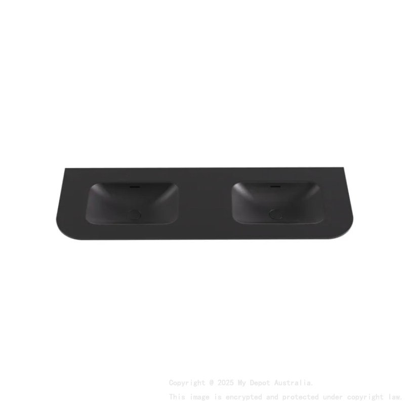 1805X505X140 Matte Black Aruro Solid Surface Stone Basin Double Bowl