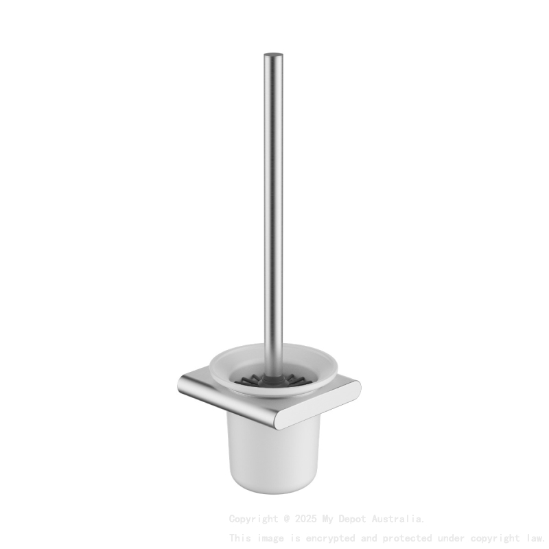 Cora Round Cornered Rectangle Toilet Brush Holder Brushed Nickel