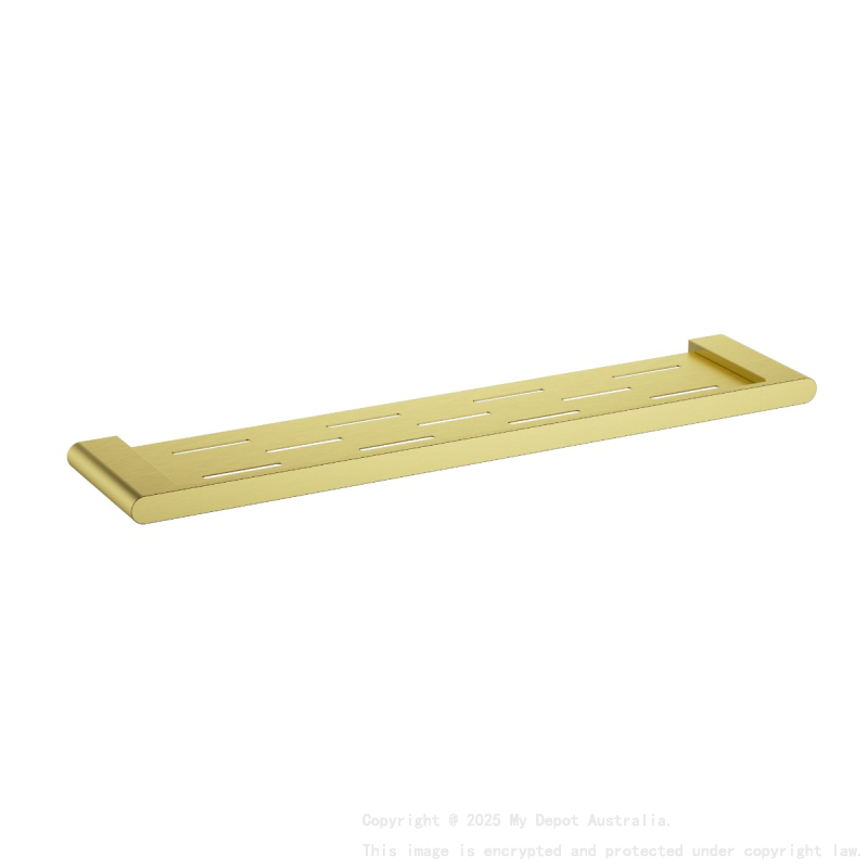 Cora Round Cornered Rectangle Cosmetic Shelf Brushed Gold