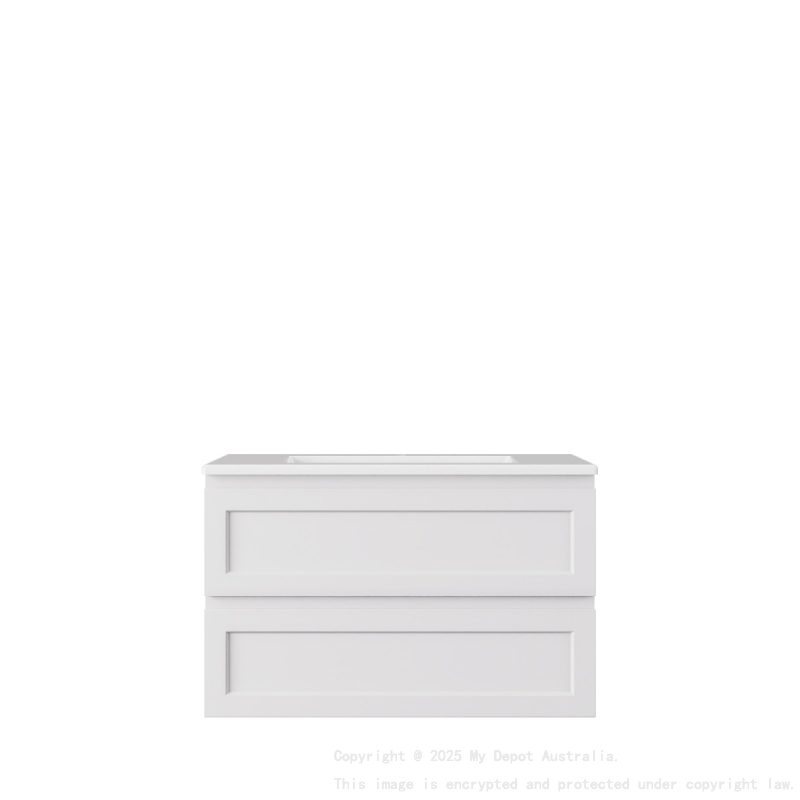 740*360*560mm Matte White Archill Federation Wall Hung Ensuite PVC Cabinet Left Hand Drawer