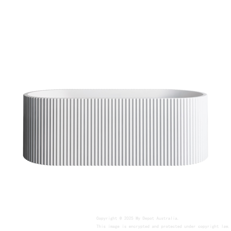 1700mm Kiama Grooved Gloss White Fluted Freestanding Bathtub 
