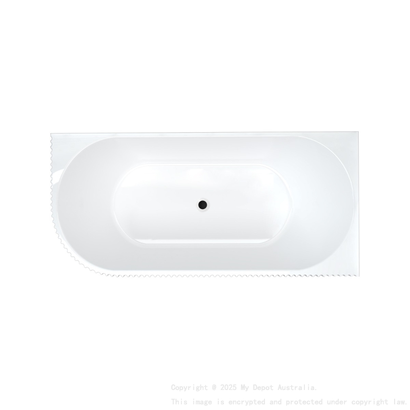1700mm Kiama Grooved Gloss White Right Corner Fit Fluted Bathtub 