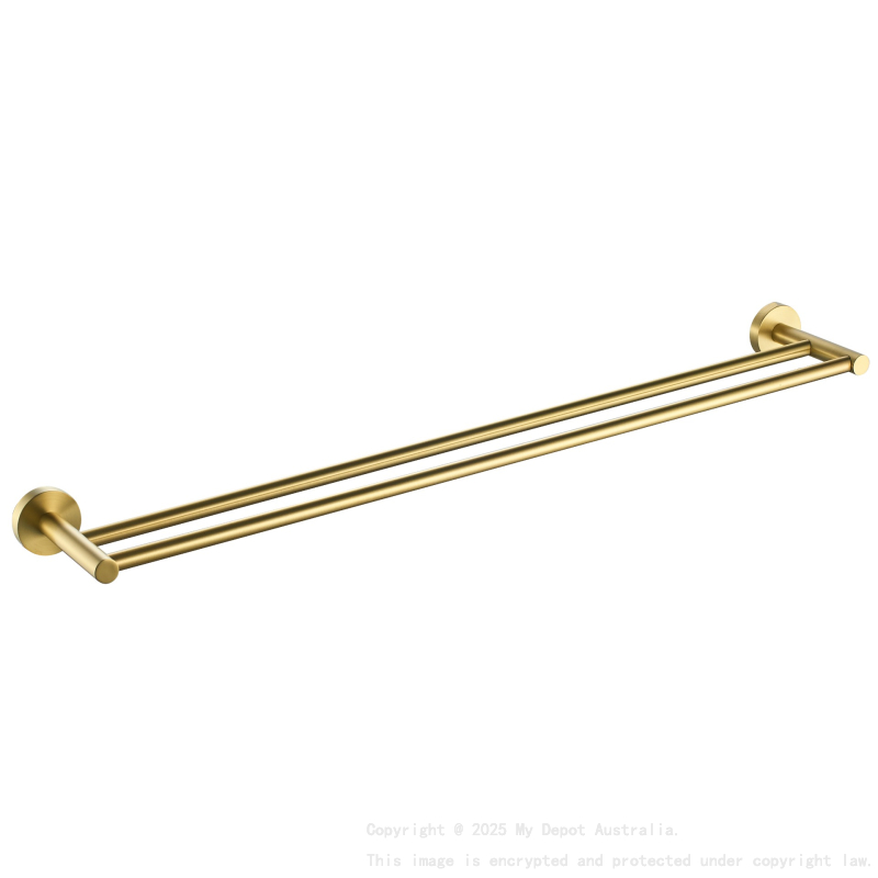 Otus Round Double Towel Rail 750mm Brushed Gold