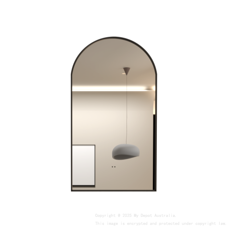 500x900mm Matte Black Framed Arch 3 Color Backlit LED Mirror(Touchless Sensor Switch)