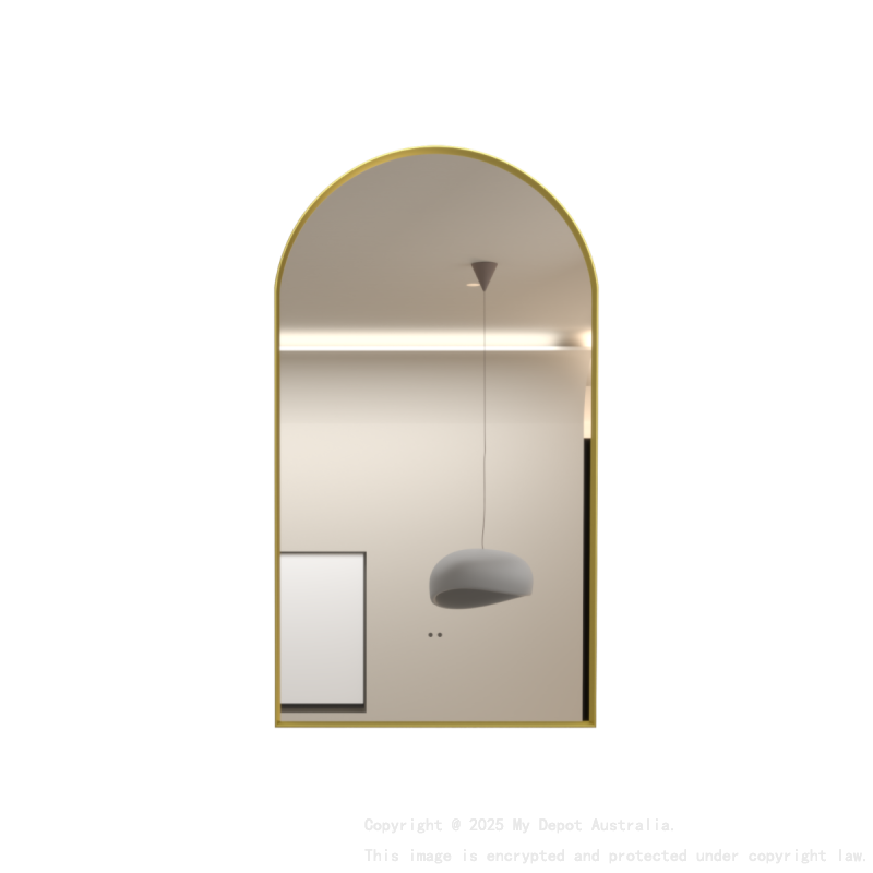 500x900mm Brushed Gold Framed Arch 3 Color Backlit LED Mirror(Touchless Sensor Switch)