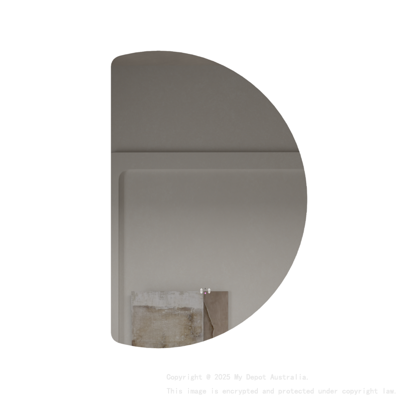 665x1000mm Half-Moon 3 Color Backlit LED Mirror With Touchless Sensor Switch, Flat Left Side