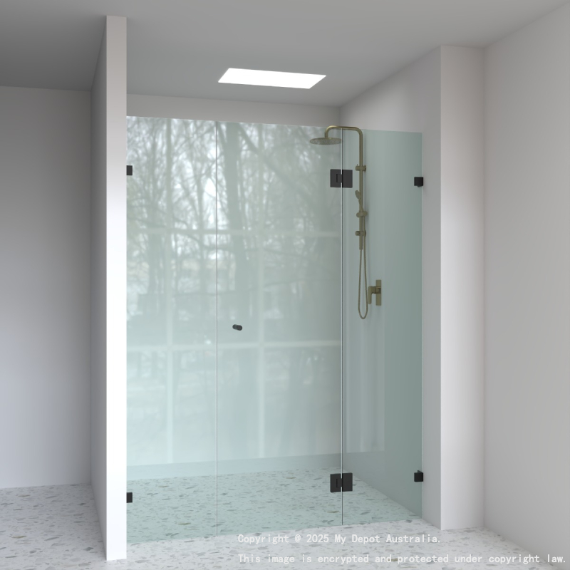 10mm Wall to Wall Frameless Shower Screens, 3 Panel, Pivot Door