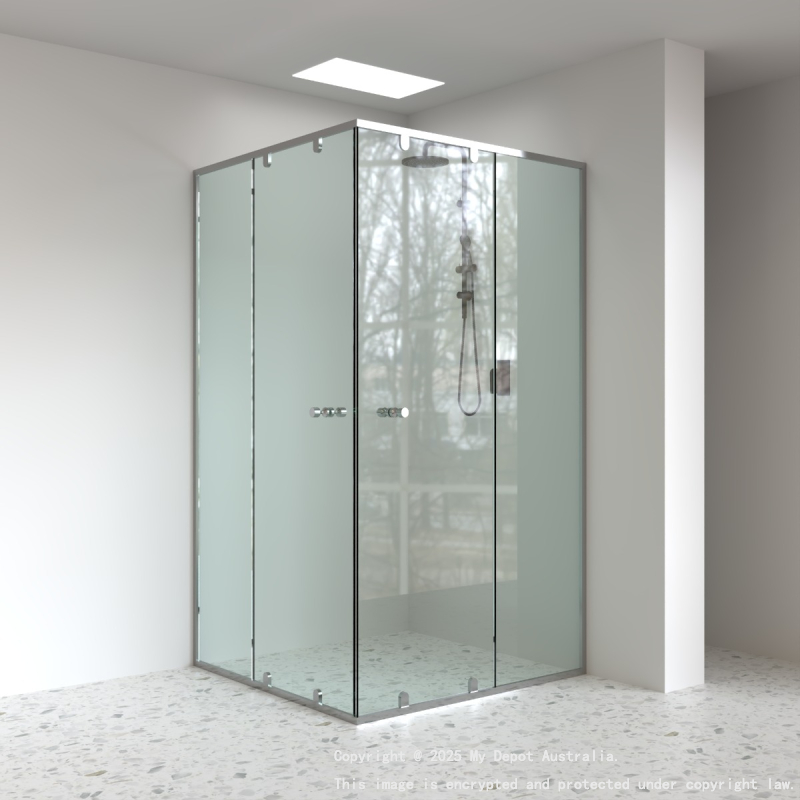6mm Corner Semi Framed Shower Screens, L Shape, Double Slider
