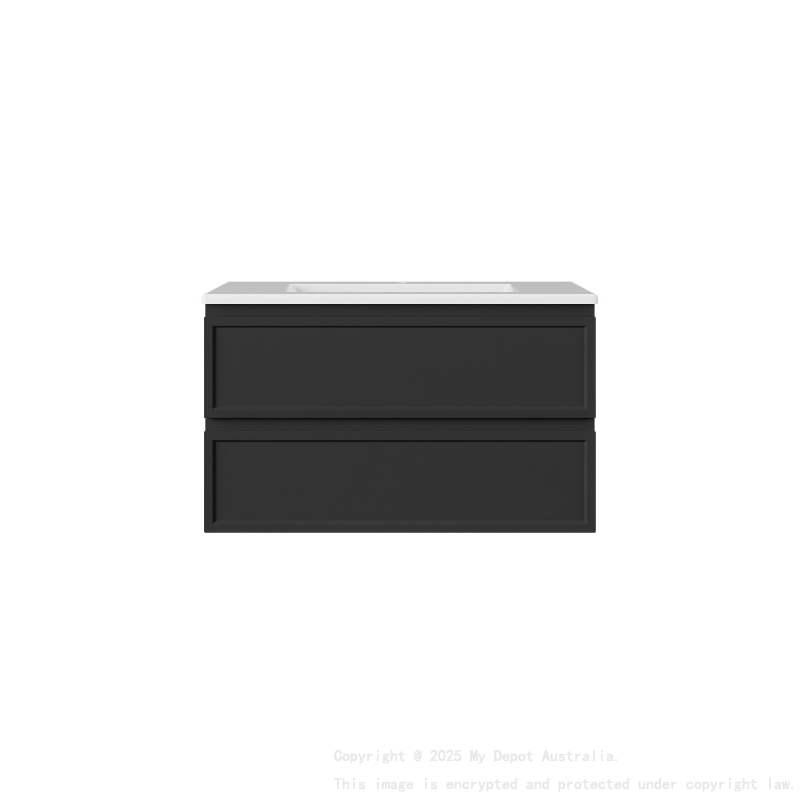 890*455*560mm Matte Black Hamilton Federation Wall Hung PVC Cabinet Two Drawers