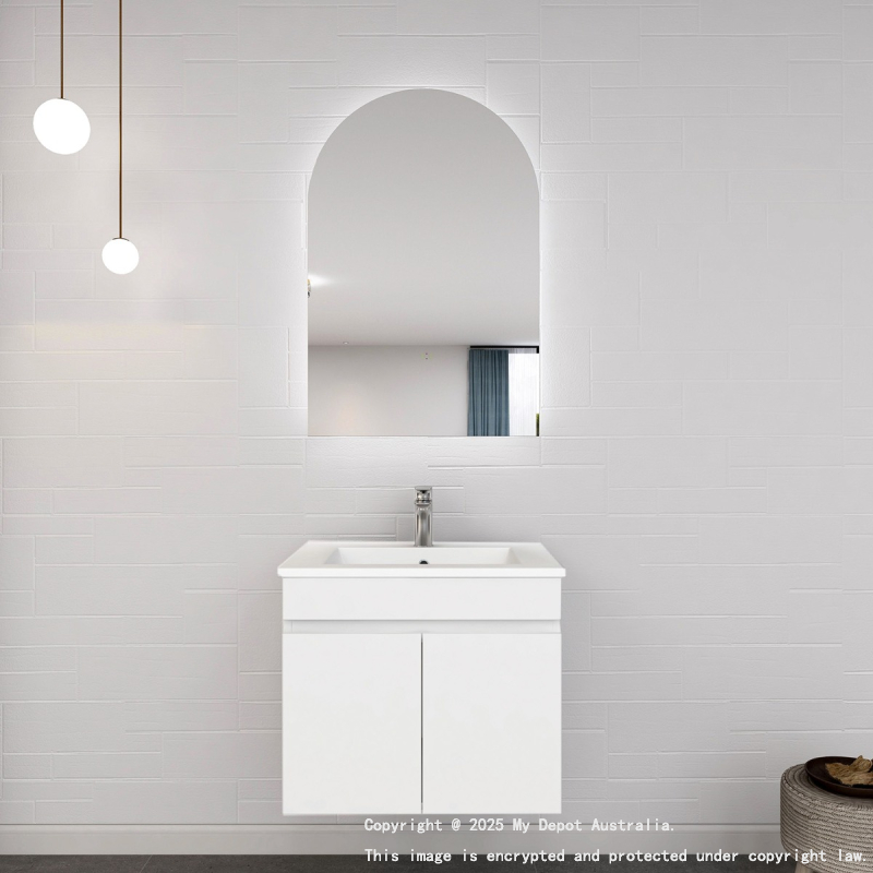 600MM Gloss White MDF Bathroom Vanity 2 Doors Wall Hung Cabinet Only 