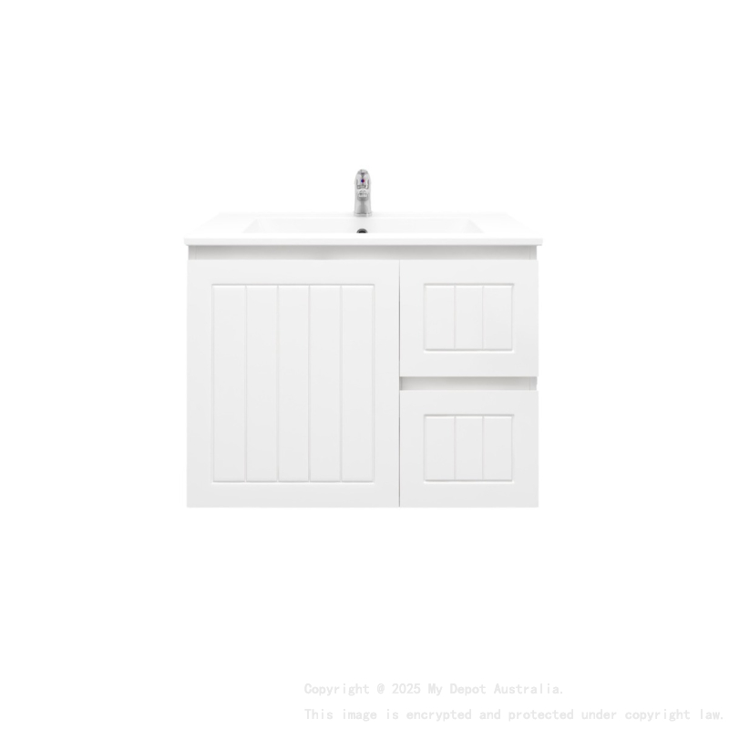 750MM Amber Matte White 2PAC MDF 2R/DW 1L/DR Wall Hung Cabinet Only