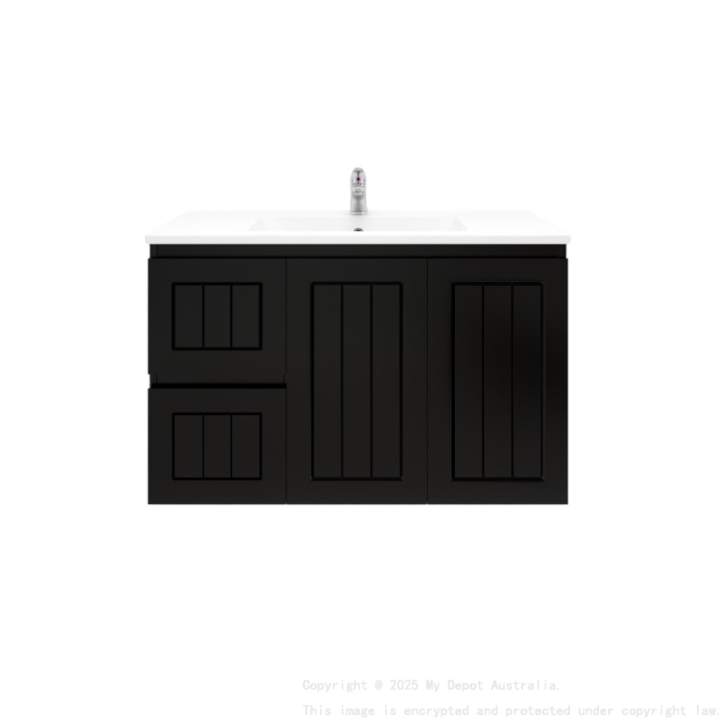 900MM Amber Matte Black 2PAC MDF 2L/DW 2R/DR Wall Hung Cabinet Only