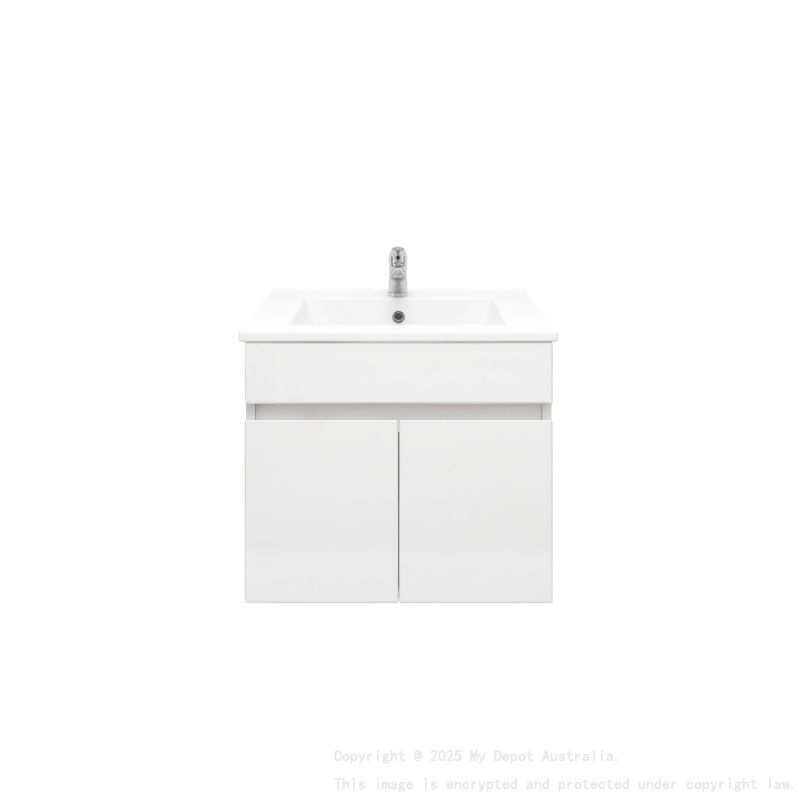 600MM Gloss White PVC Bathroom Vanity 2 Doors Wall Hung Cabinet Only 