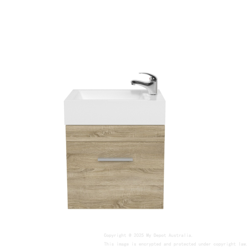 500mm White Oak MDF Bathroom Vanity Single Door Wall Hung Cabinet Only 