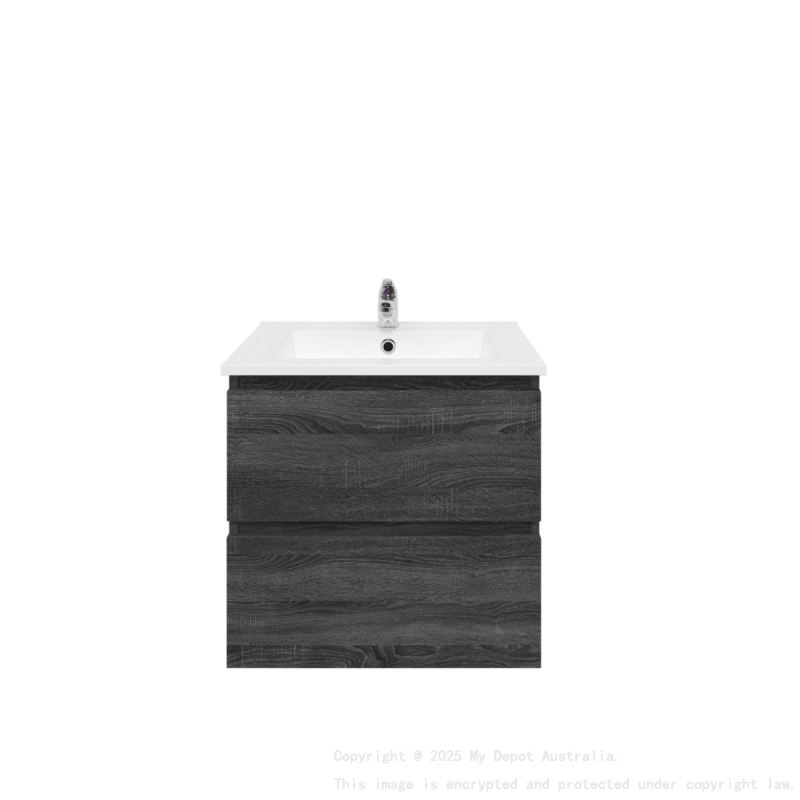 600mm Dark Grey MDF Bathroom Vanity 2 Drawers Wall Hung Cabinet Only 