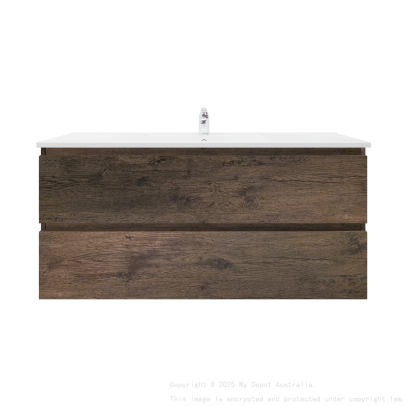 1200mm Dark Oak MDF Bathroom Vanity 2 Drawers Wall Hung Cabinet Only 
