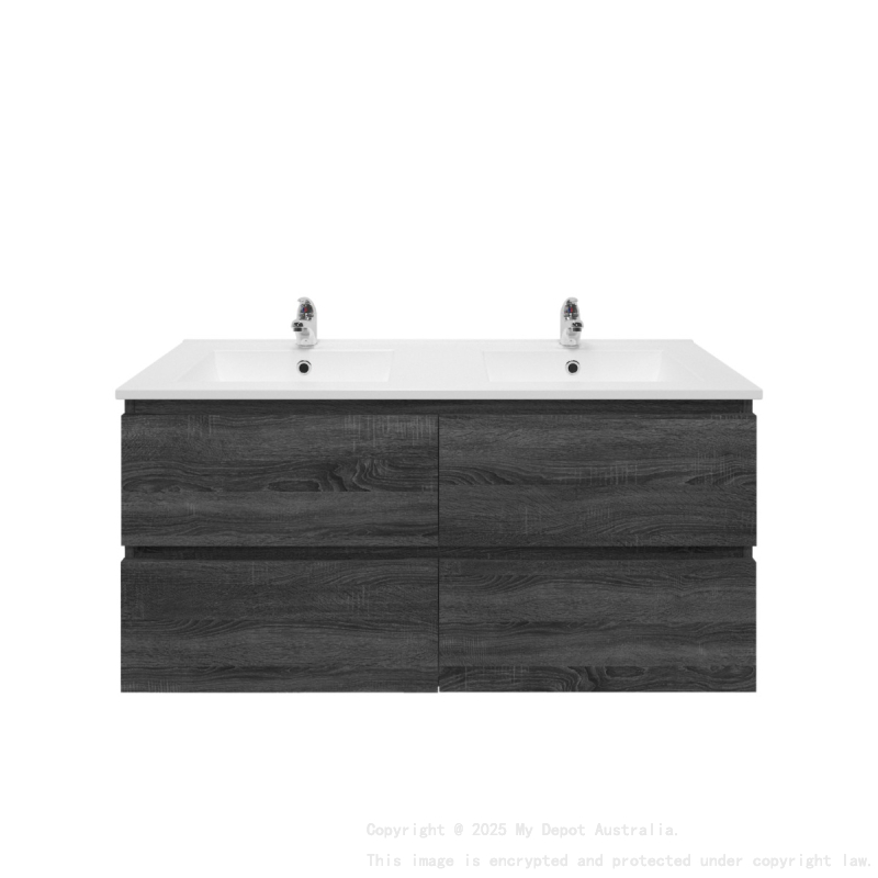1200mm Dark Grey MDF Bathroom Vanity 4 Drawers Wall Hung Cabinet Only 